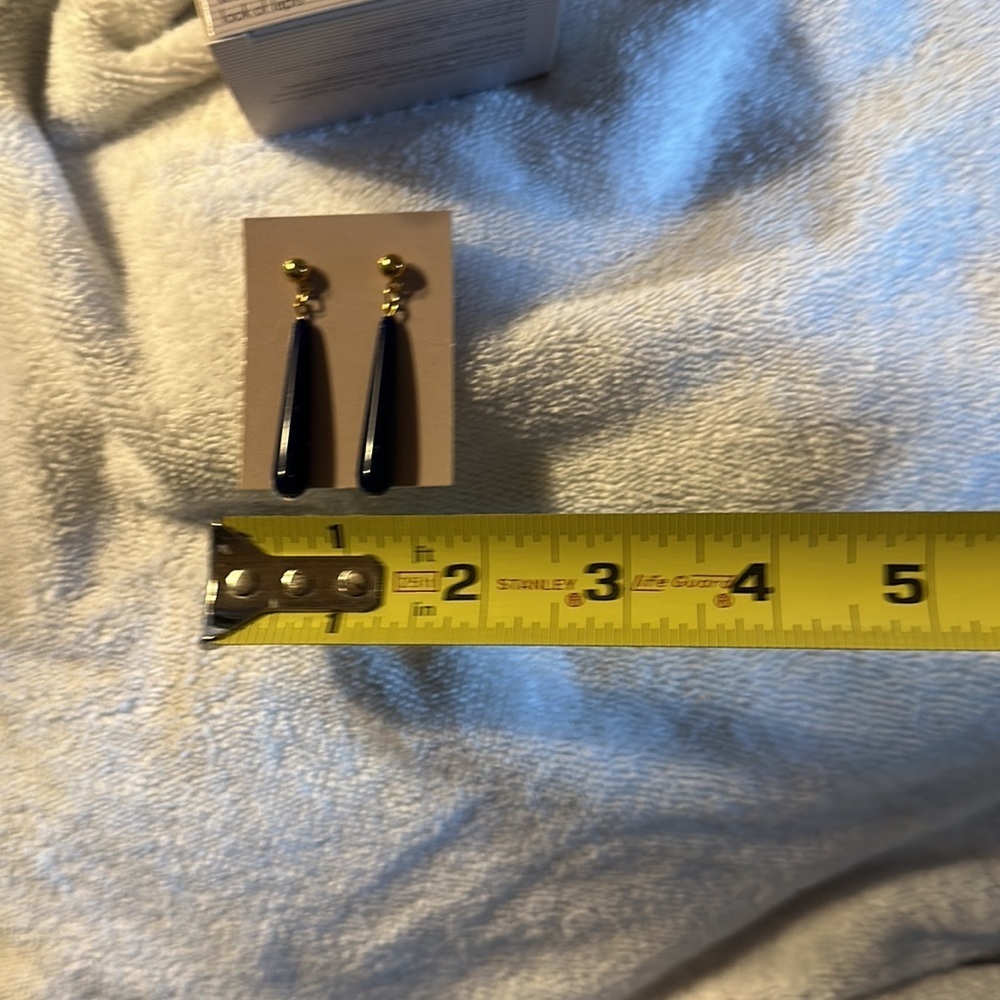 Avon Vintage 1990 Look of Lapis Gold/Blue pierced earrings - Picture 3 of 5